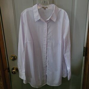 NWOT Woman Within Solid White Button-Front Shirt Misses L (18-20)